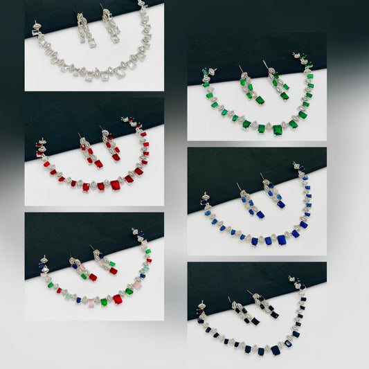 Royal Charm Zircon Necklace & Earrings Set