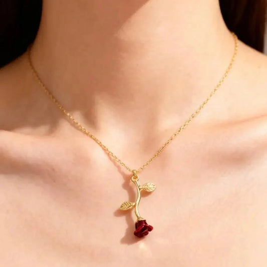 Falling Rose Pendant "Adjustable Chain"