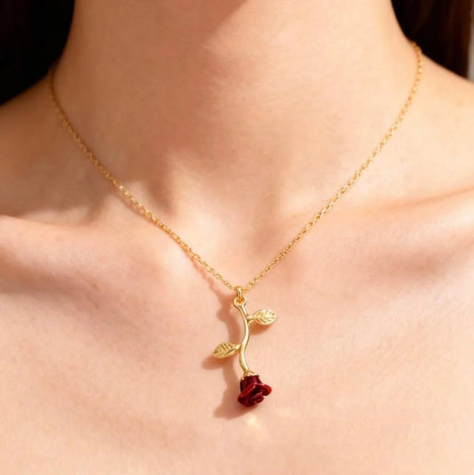 Falling Rose Pendant "Adjustable Chain"